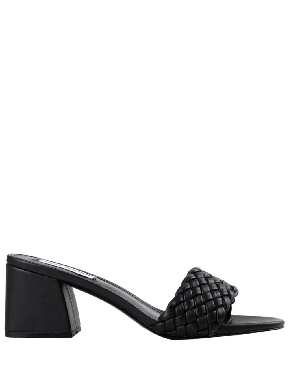Steve Madden Black Braided Slide block heel Sandals size women 7.5